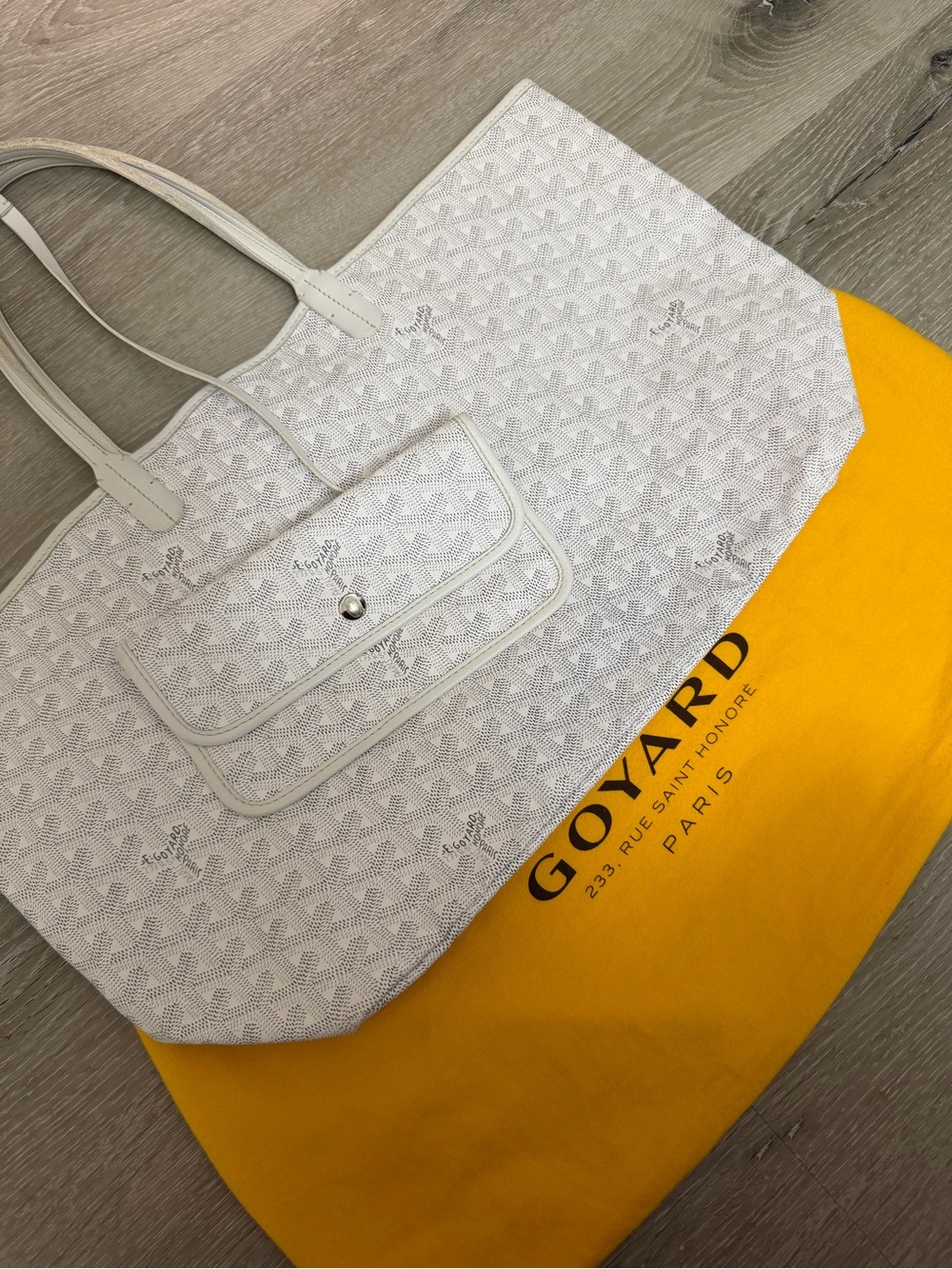 Goyard Saint Louis PM Tote Bag – White with Pouch